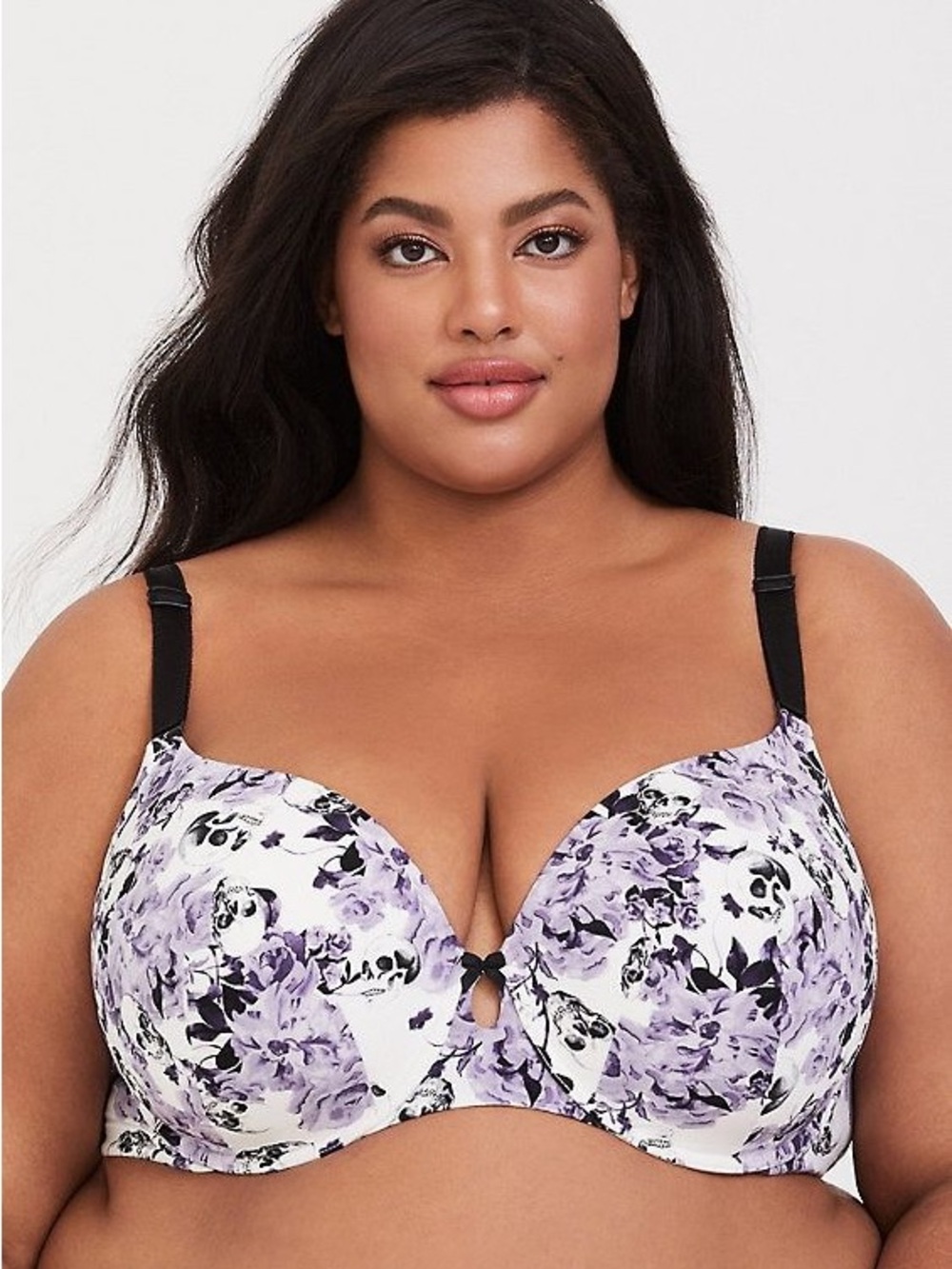 Torrid Curve Purple Floral Skull Back Smoothing Lightly Lined Bra Size 42DD